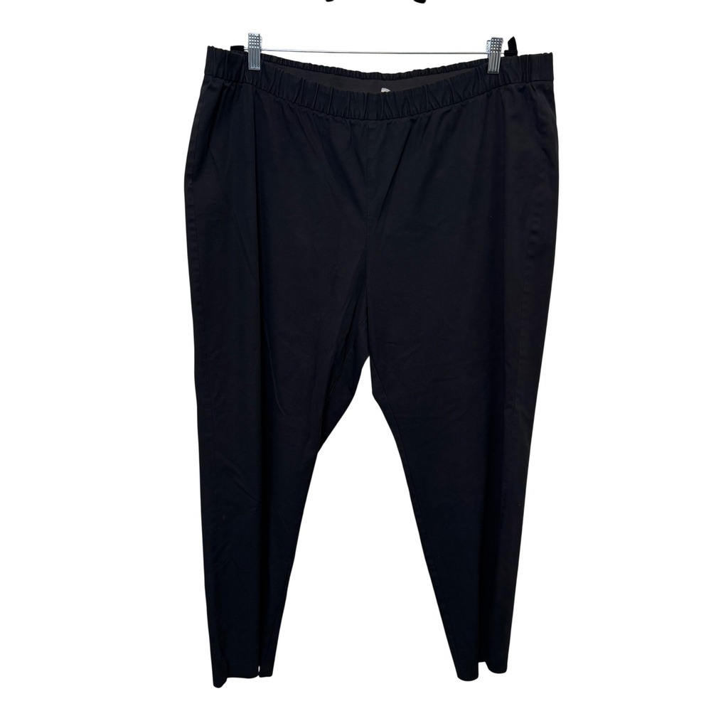 Eileen Fisher Woman Pants 2X Black Organic Cotton Stretch Pullon Minimalist